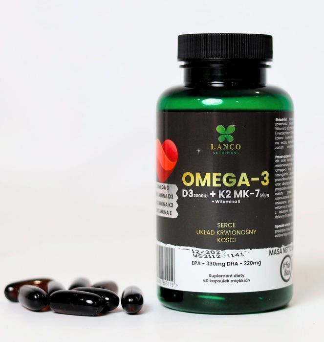 Lanco Nutritions Omega 3 + D3 + K2 Kwasy Omega-3 Kapsułki 60 Szt.