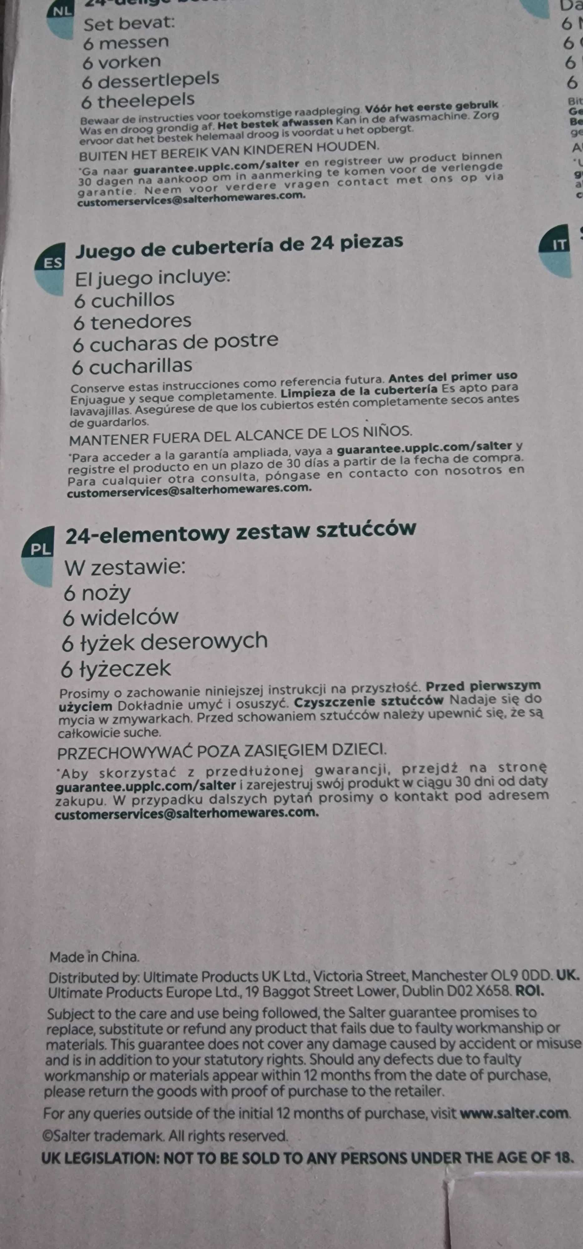 Nowy Komplet sztućców Salter Bakewell 24 elementy