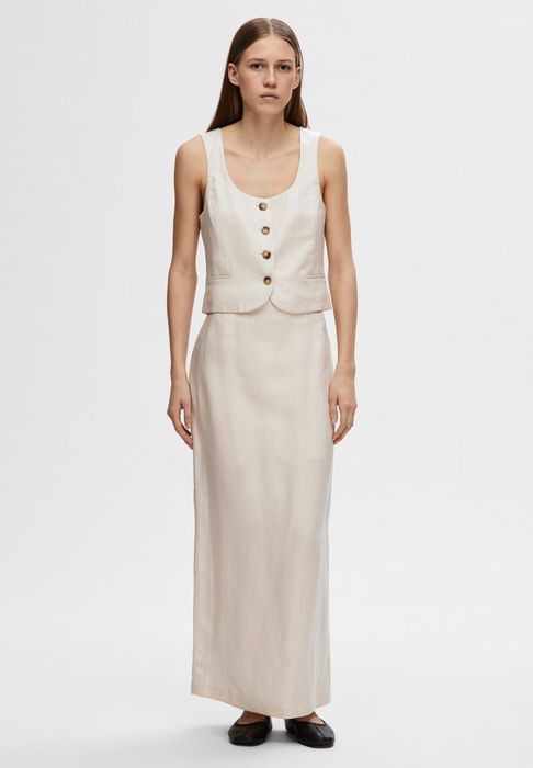 Spódnica długa beżowa z lnem Selected Femme 40