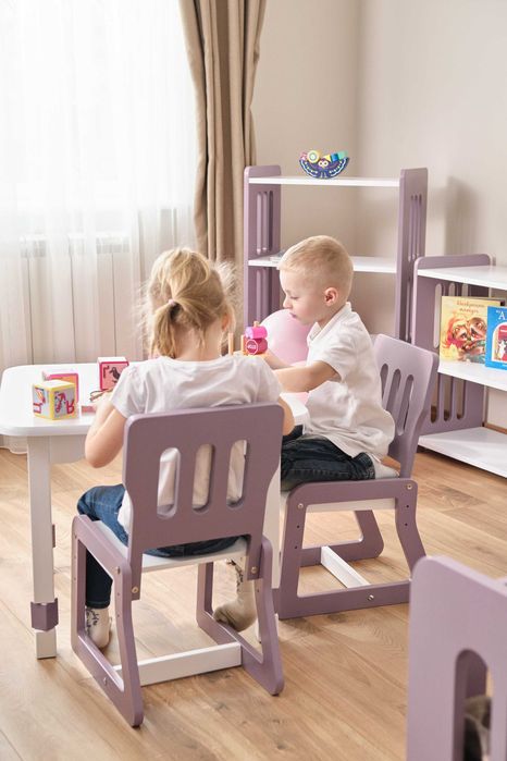 Регульований стіл з стільцями/столик для творчості/стілець Лаванада