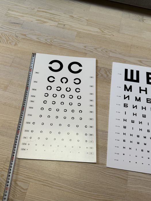 Таблиці офтальмологічні Сивцева розмір 50/30