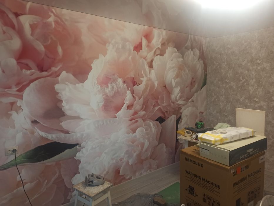 Шпаклёвка стен.  Обои.