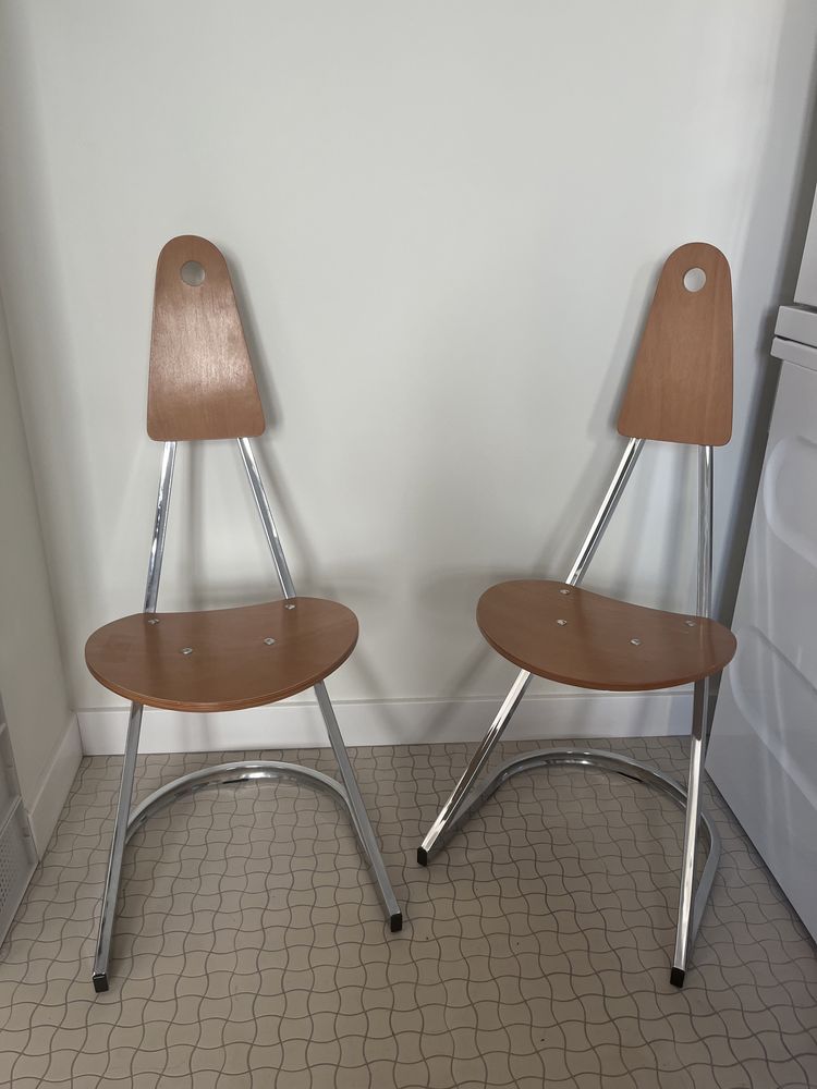 Jedno gięte krzesło drewniane chromowane modernizm bauhaus vintage