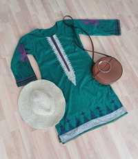 Narzutka tunika zielona plażowa na strój kąpielowy na lato 36/S 38/M