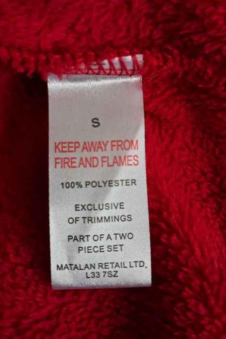 Czerwona zimowa  "pluszowa" piżama damska  S