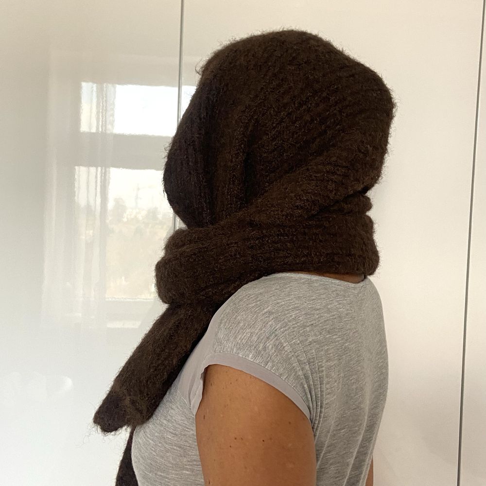 Szalik Zara wełna brązowy czekoladowy długi ciężki ciepły unisex