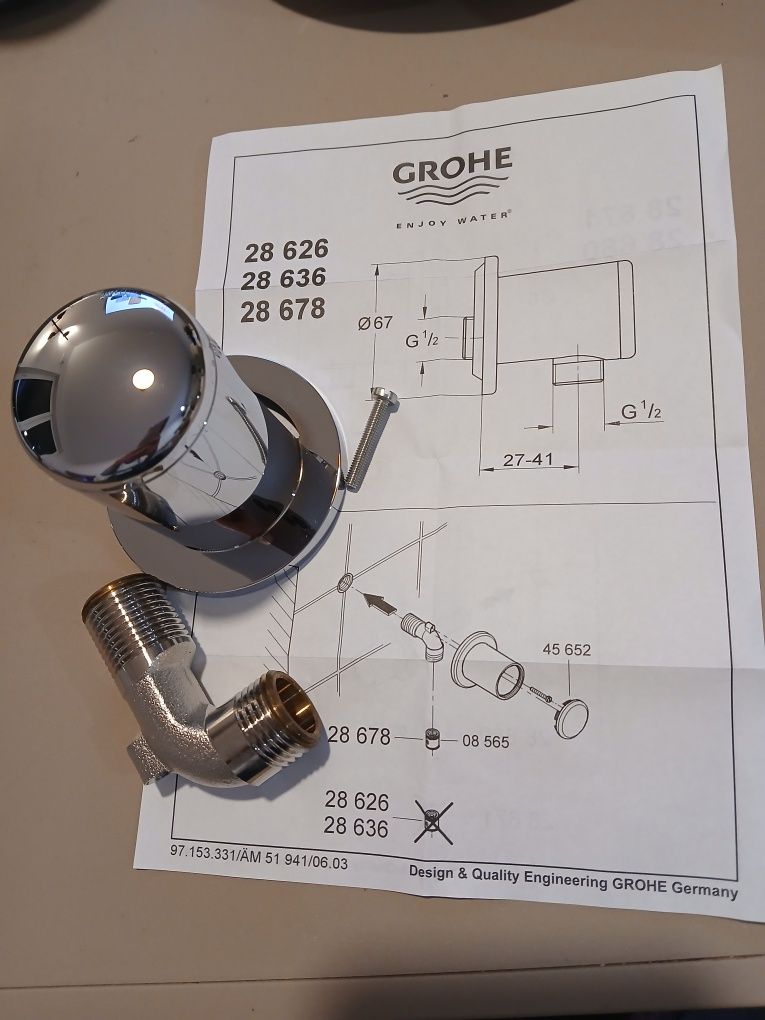 Grohe Relexa przyłącze kątowe starlight chrome