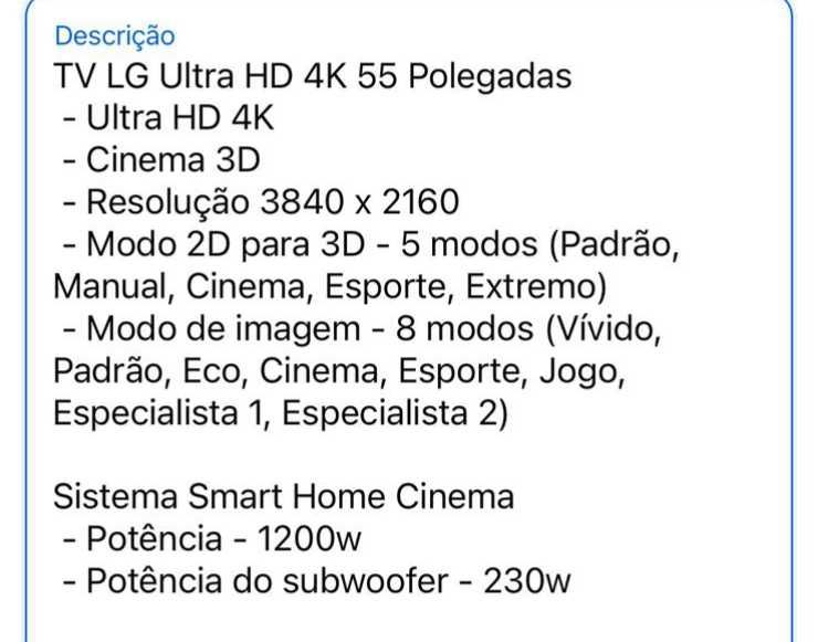 Televisão LG 55 polegadas
