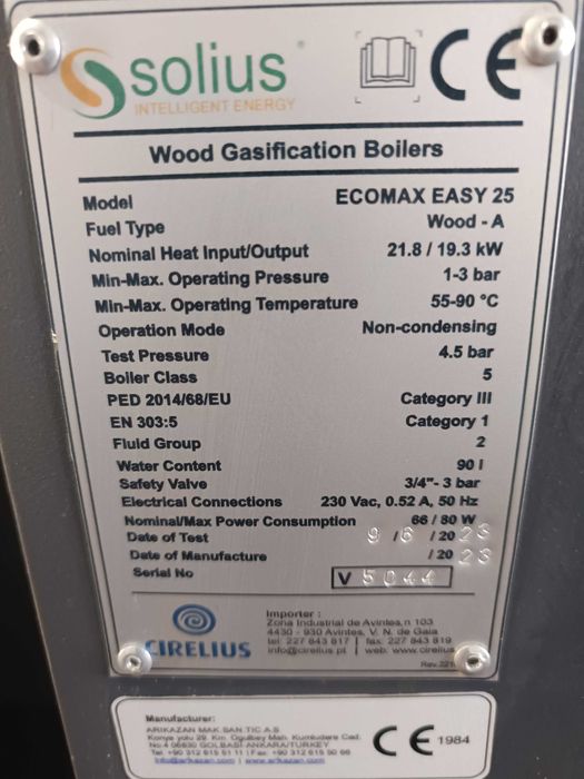 Caldeira a lenha  - chama invertida - Solius Ecomax