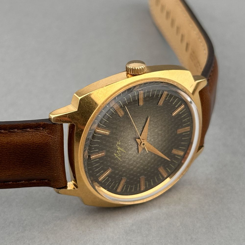 Zegarek vintage Łucz – zielono-szary pleciony wzór | 36 mm | USSR