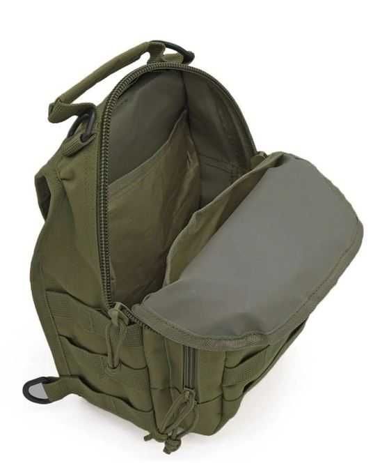 Тактична  oднoлямковa сумка через плече на 6 л олива і чорні
