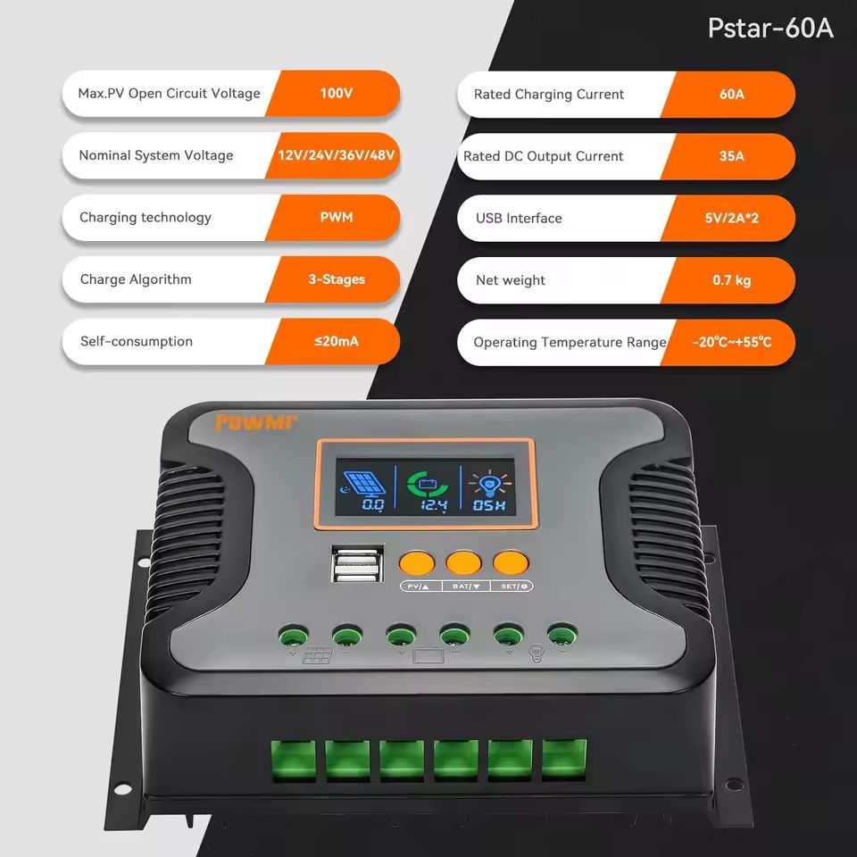 PWM kontroler solarny 80A 12v,24v,36v,48v