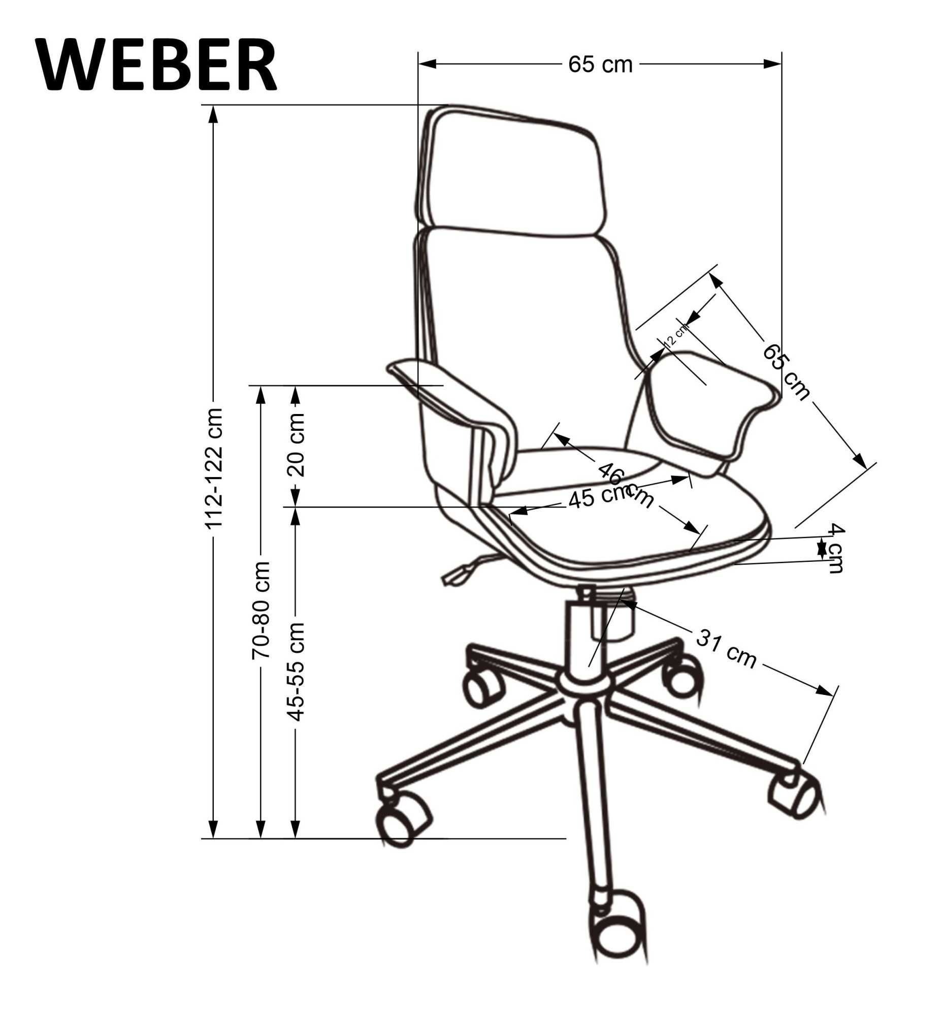 Krzesło biurowe obrotowe Weber sklejka, czarna eco skóra