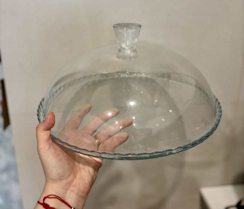 Szklana patera z przykrywką, kloszem - srednica 32cm - PASABAHCE