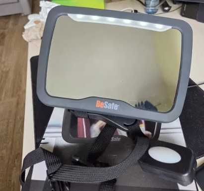 lusterko samochodowe BeSafe Baby Mirror XL² LED + pilot - stan dobry