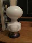Stara lampka nocna lampa stołowa PRL szklany klosz dwie żarówki metal