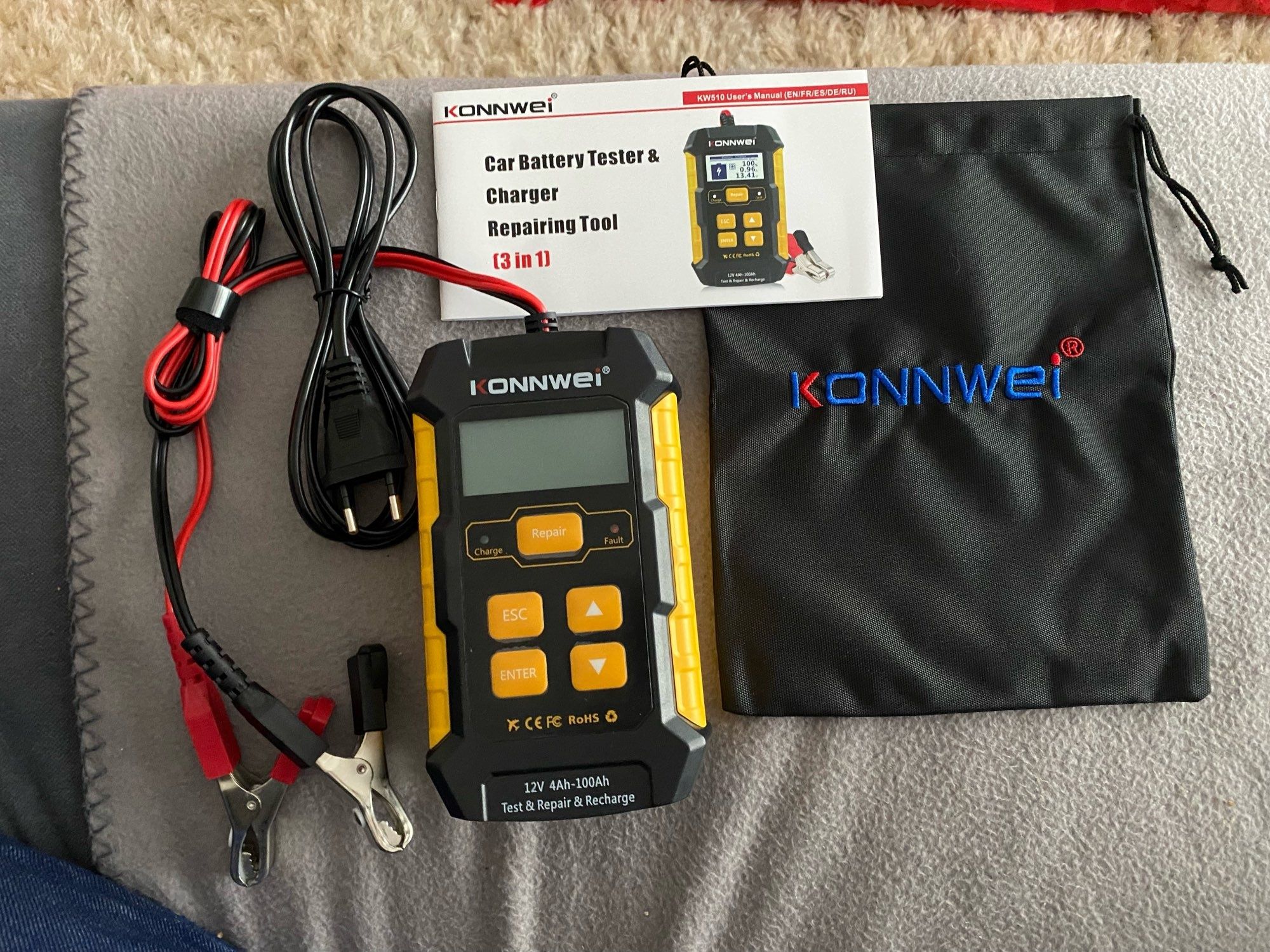 Konnwei KW510 зарядное устройство АКБ + аккумуляторный тестер