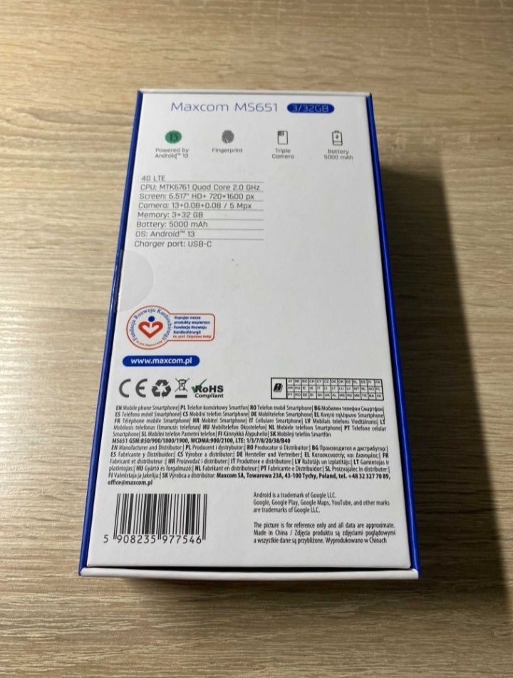 Smartfon Maxcom 3/32GB Czarny nowy