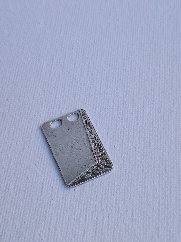 Srebrny nieśmiertelnik z florystycznym ornamentem, unisex,srebro 925,