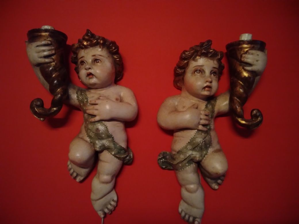 Anjos de parede arte Sacra apliques Putti séc XIX