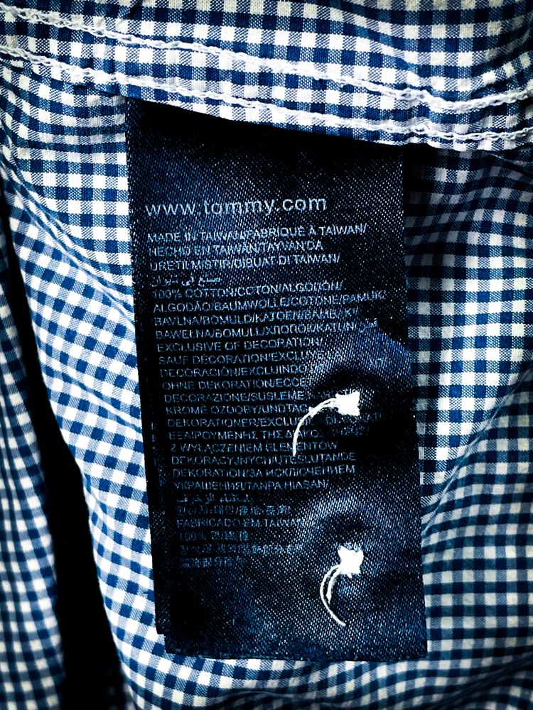 Nowa «Tommy Hilfiger» Koszula Granatowa w Białe Kratę z Bawełny / S
