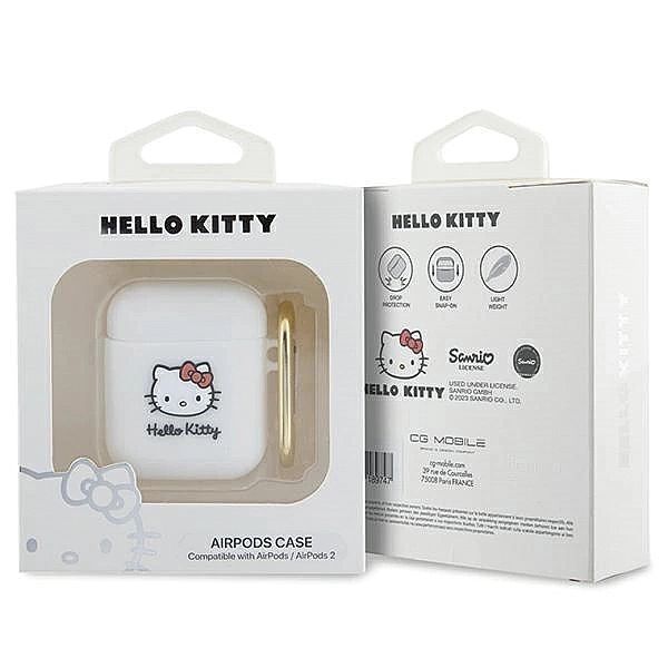 Etui Hello Kitty Silicone 3d Kitty Head na AirPods 1/2 - białe