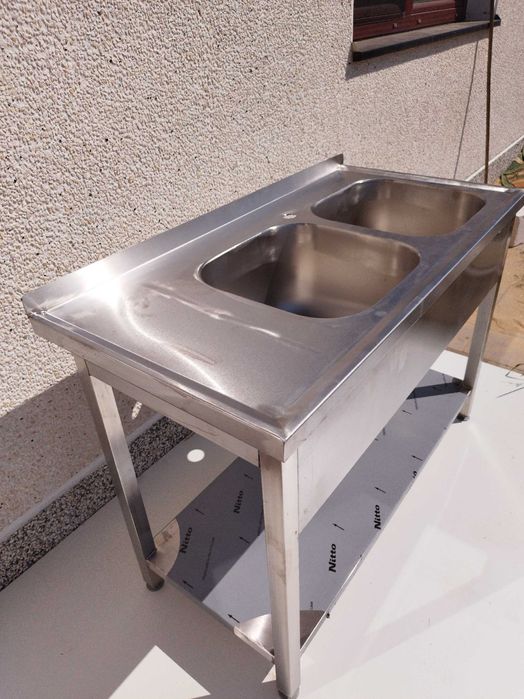 Meble gastronomiczne, Zlew dwukomorowy 1200x600x850