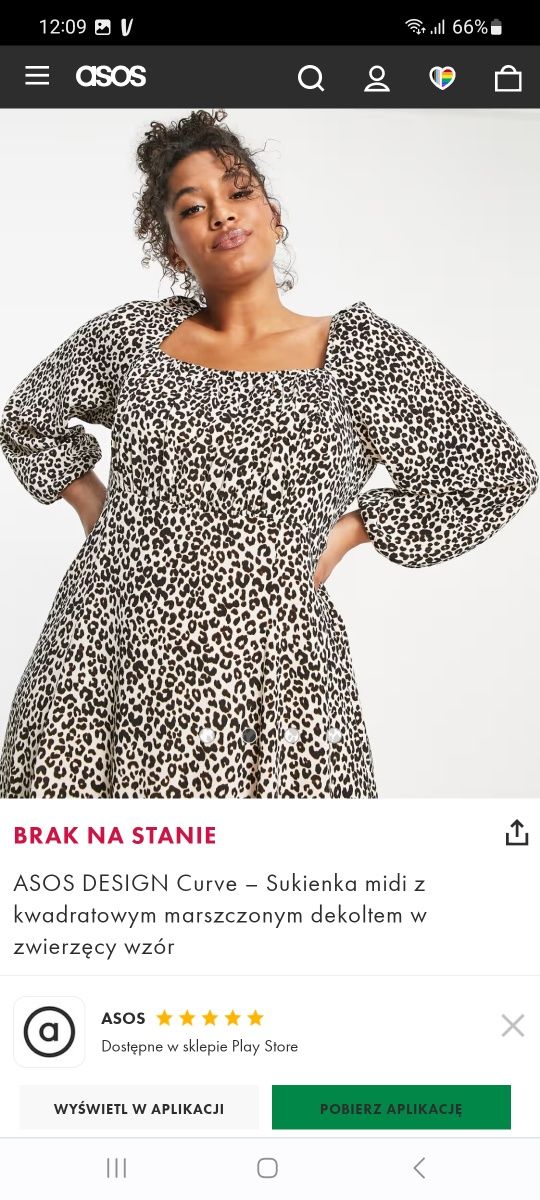Asos sukienka panterka midi r 54 56
