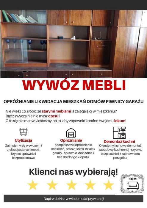 Wywóz Mebli Opróżnianie Likwidacja | Mieszkań | Domów | Piwnicy Garażu