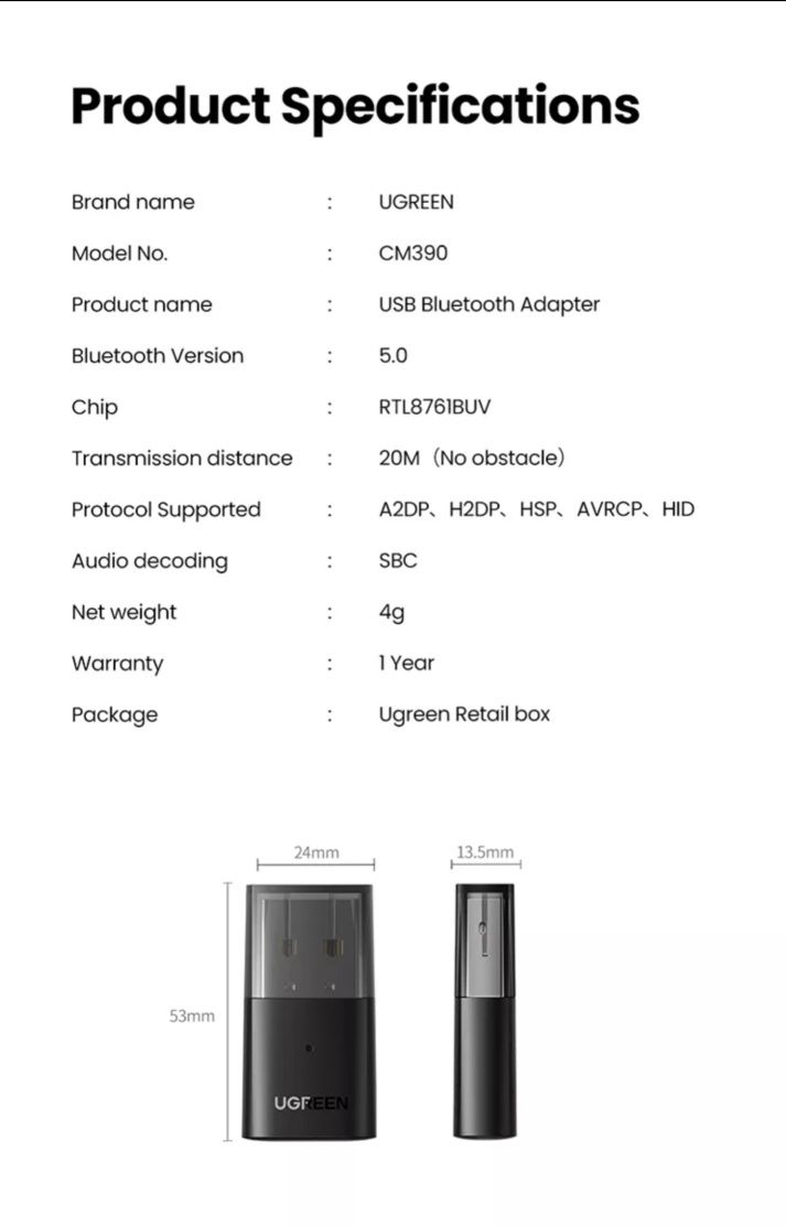 Bluetooth 5.0 USB