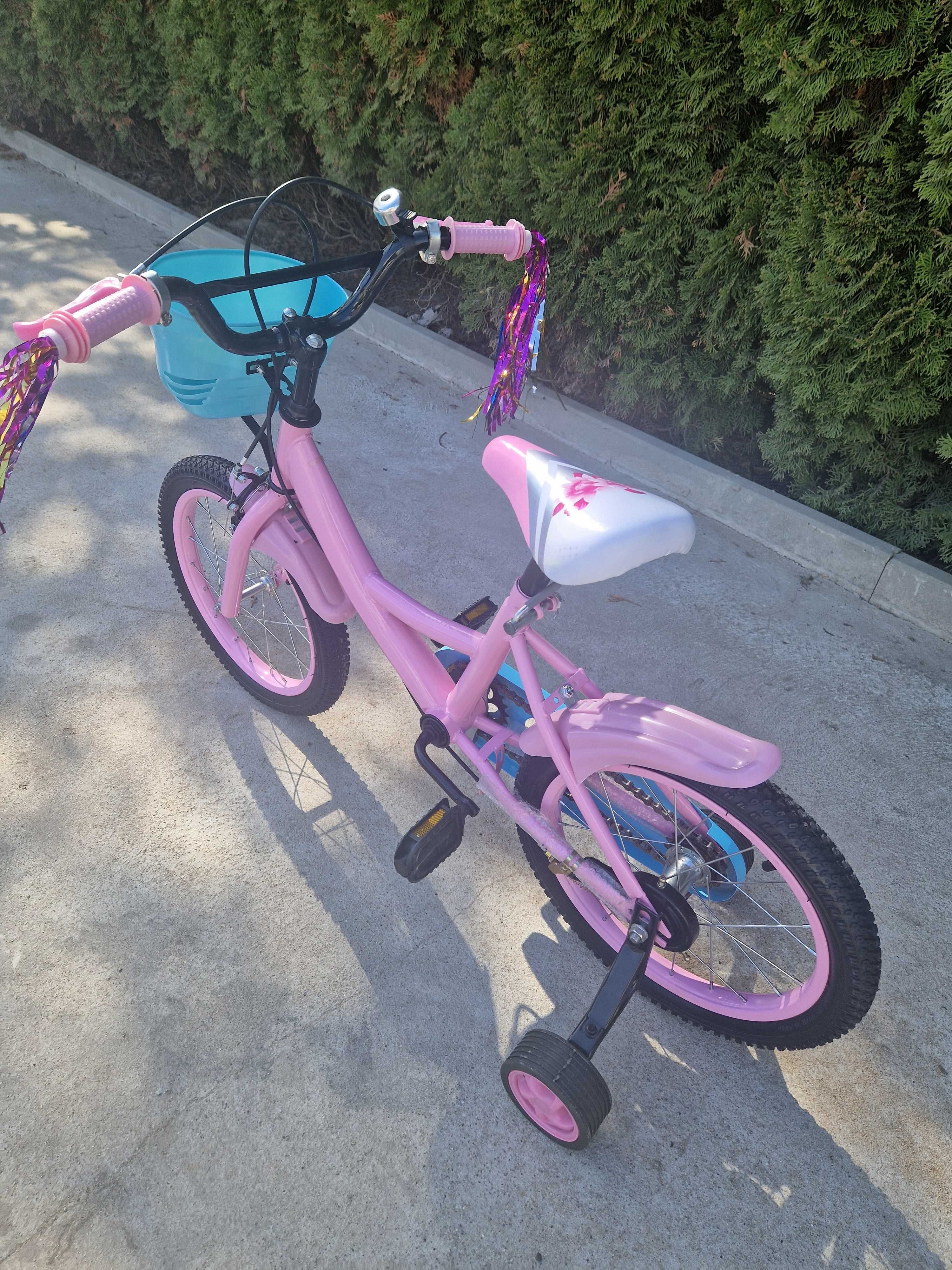 Rower Rowerek Dziecięcy z Kółka Boczne dla dziewczynki 16 cali różowy