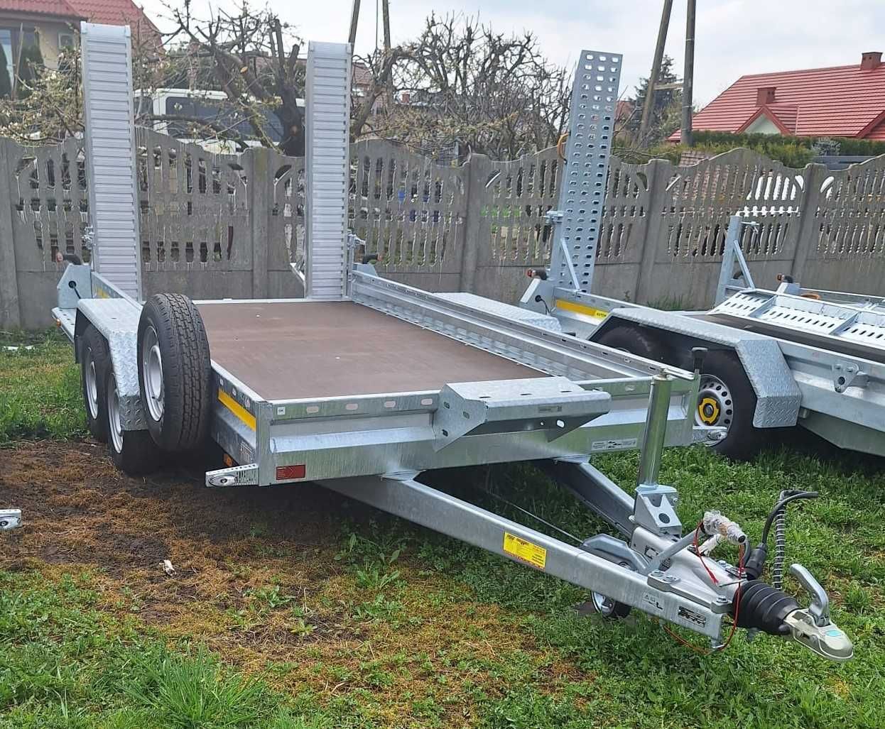 Przyczepa pod minikoparkę 3,5t podkoparkowa najazdy alu