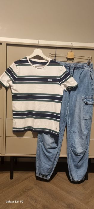 Komplet spodnie jaggers marki Garcia oraz koszulka Boss rozm.170