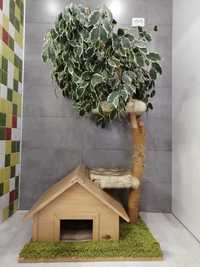 Продам будинок для котика з дряпалкою ручної роботи з дерева.