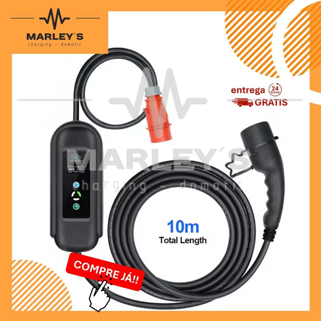 Carregador Portátil 11 kw - 16A - TRIFASICO - 10 METROS DE CABO