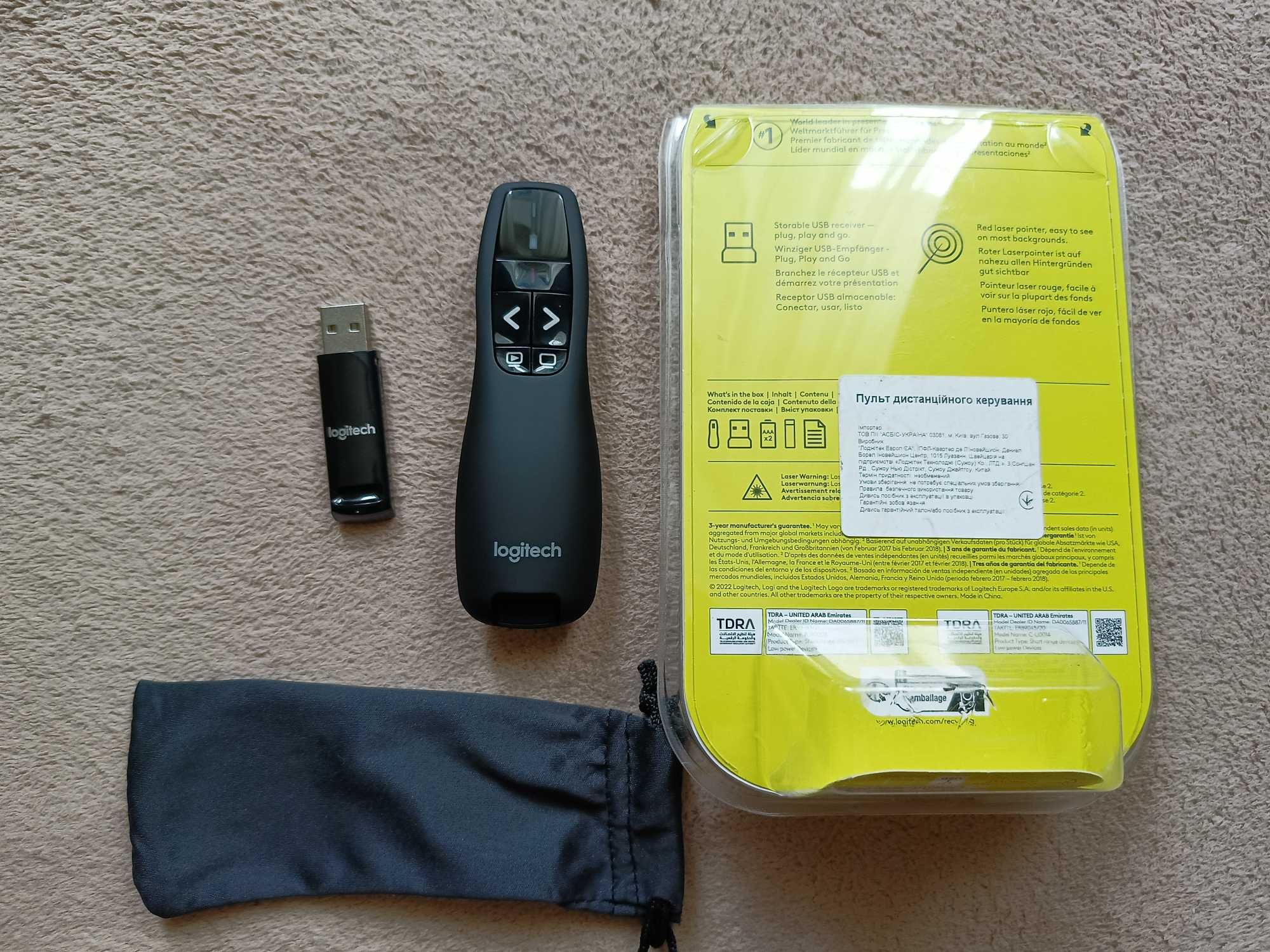 Презентер Logitech Wireless Presenter R400, Пульт дистанц. керування.