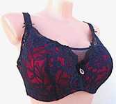 Magnolia /  biustonosz  85D z delikatnym push-up  czarny z czerwonym