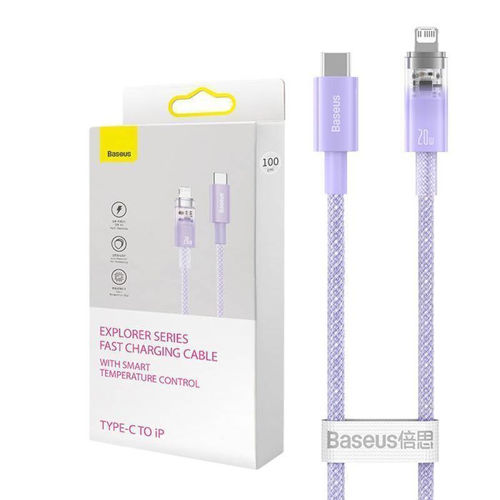 Kabel Baseus 20W Szybkie Ładowanie Lightning DO iPhone 1m Fioletowy