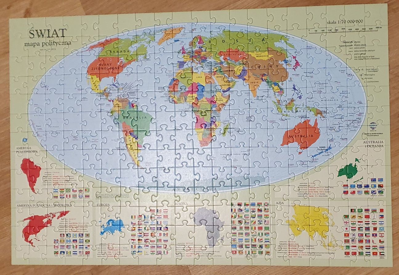 Puzzle mapa świata 260 elementów 5+