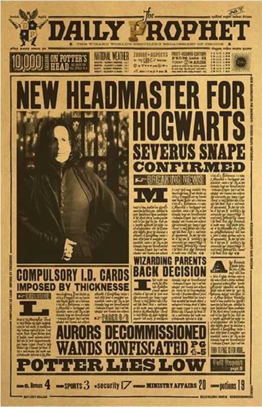 PIĘKNY plakat filmowy vintage HARRY POTTER gazeta 24