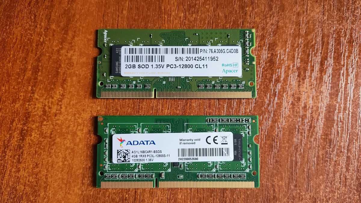 Оперативная память на 2GB, 4GB SODIMM DDR3 1600MHz 1.35V