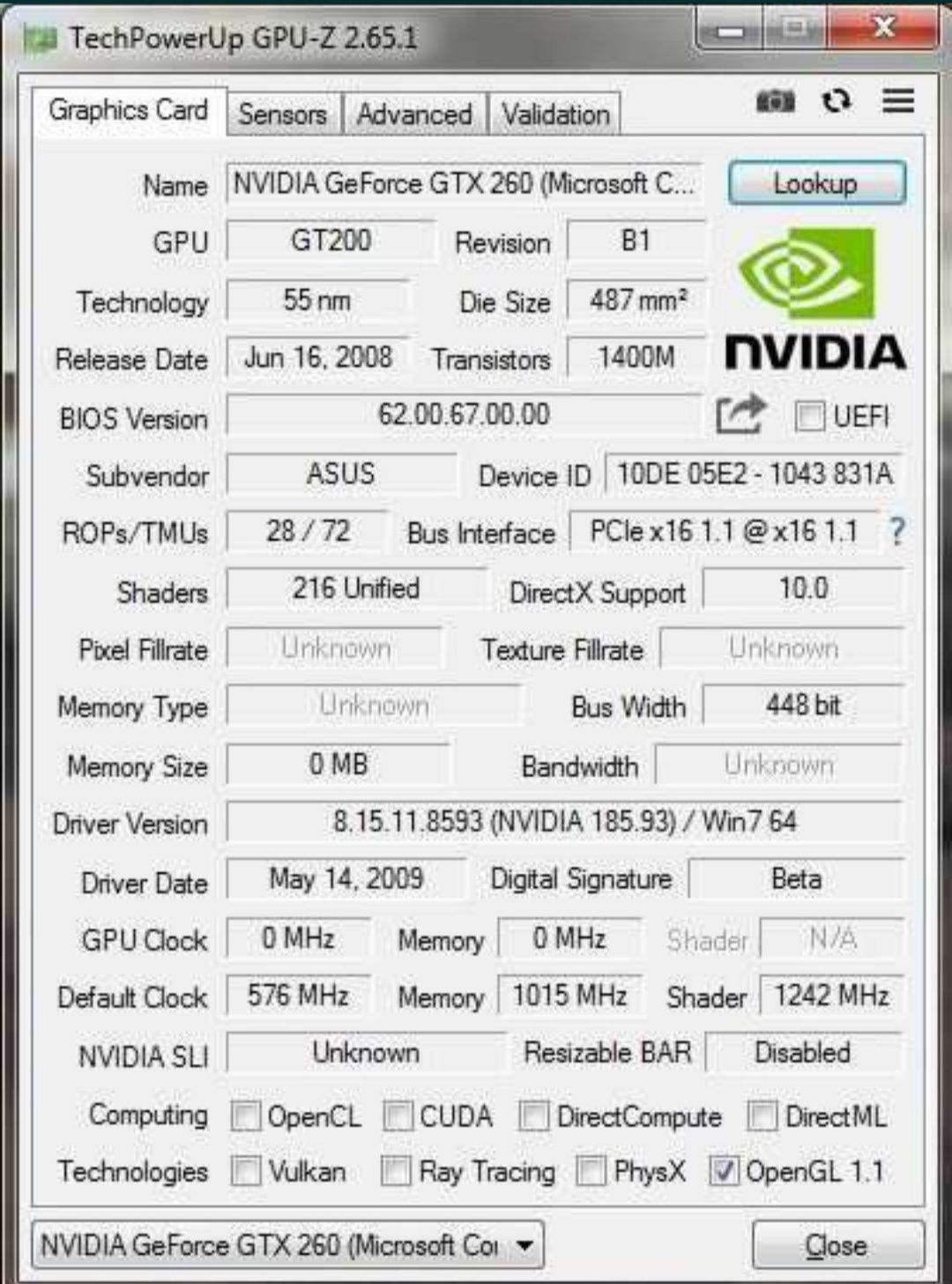 Видеокарта gtx260