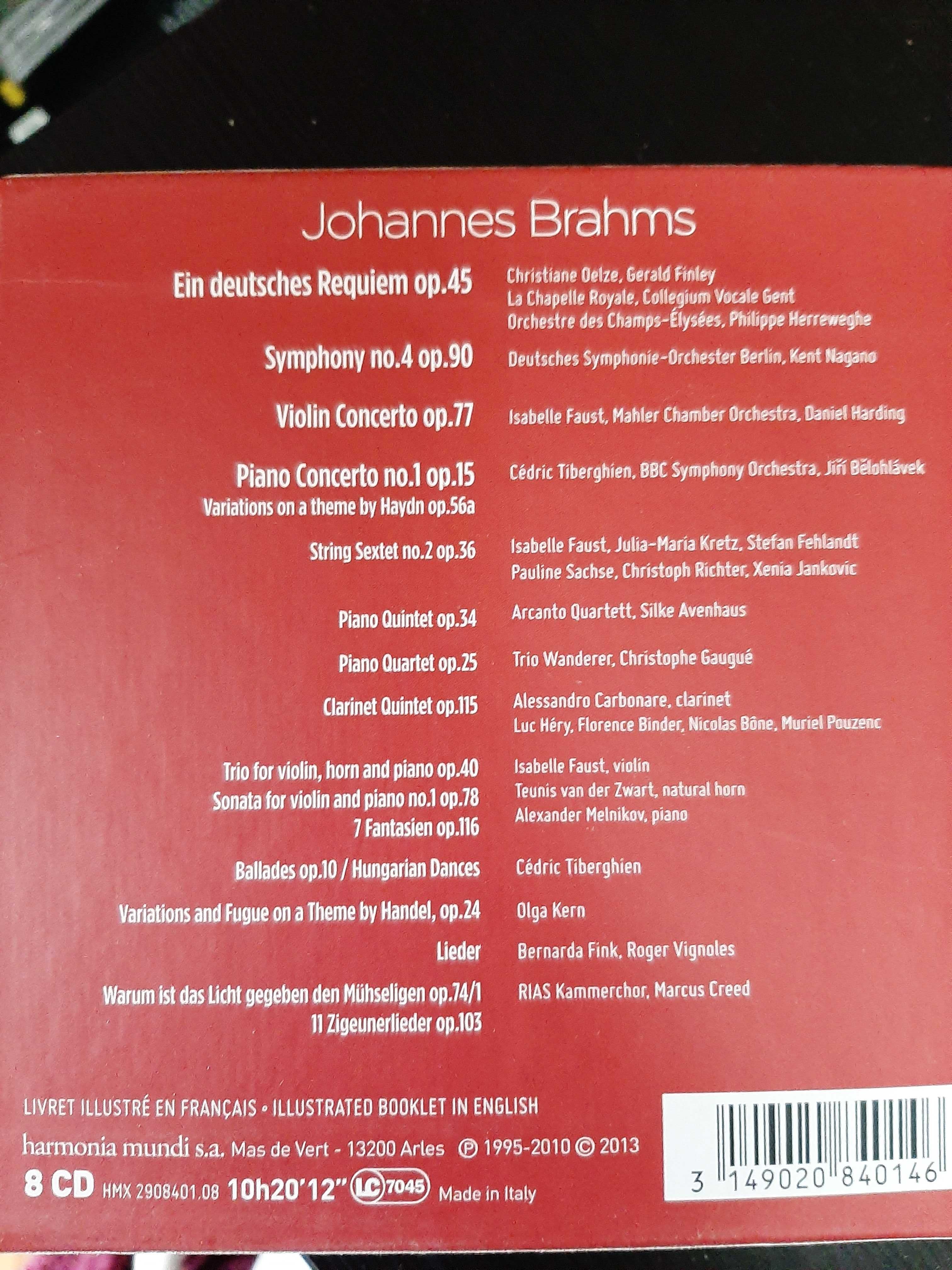 Brahms – Requiem, Violin, Piano Concertos, Trios, Lieder, etc – 8 Cds