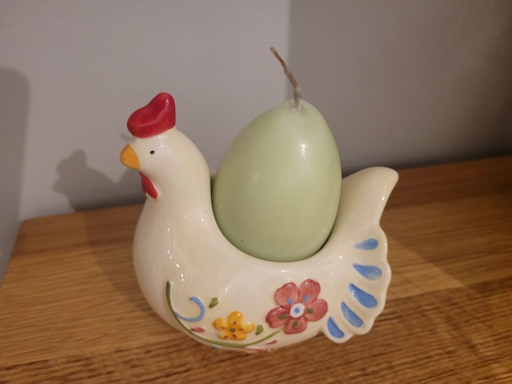 Wielkanocna ceramiczna kura kurka Home&you świeczka i ozdoby na piku