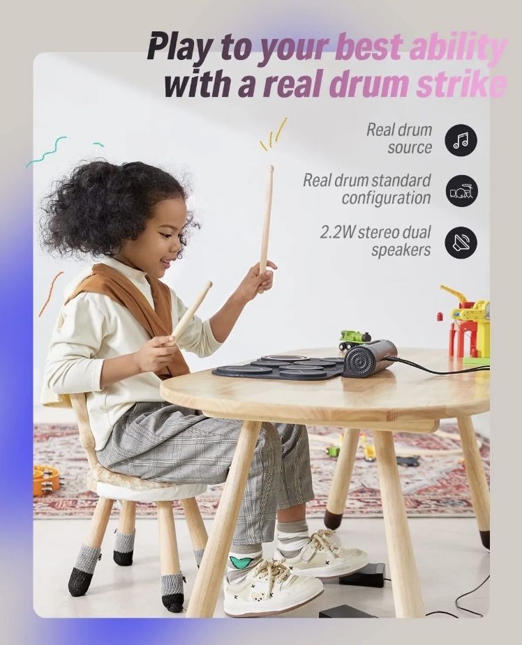 Donner Kids Electronic Drum Kit 7 барабани