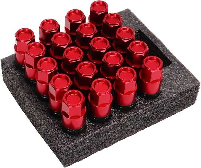 Zestaw 20 śrub do felg kół M14x1,5, 17mm, gwint 28mm, tuning,czerwone