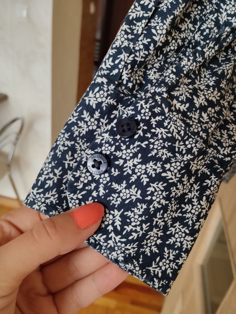 Koszula w kwiaty kwiatki granatowa w wzory Wólczanka męska M