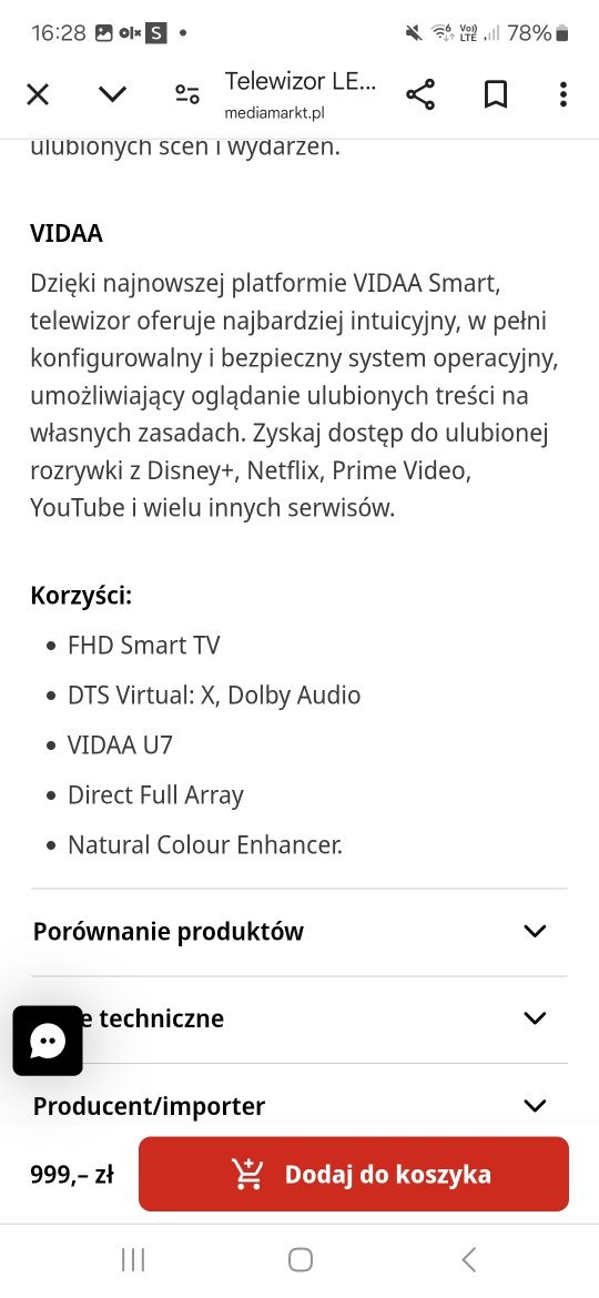 Telewizor smart nowy