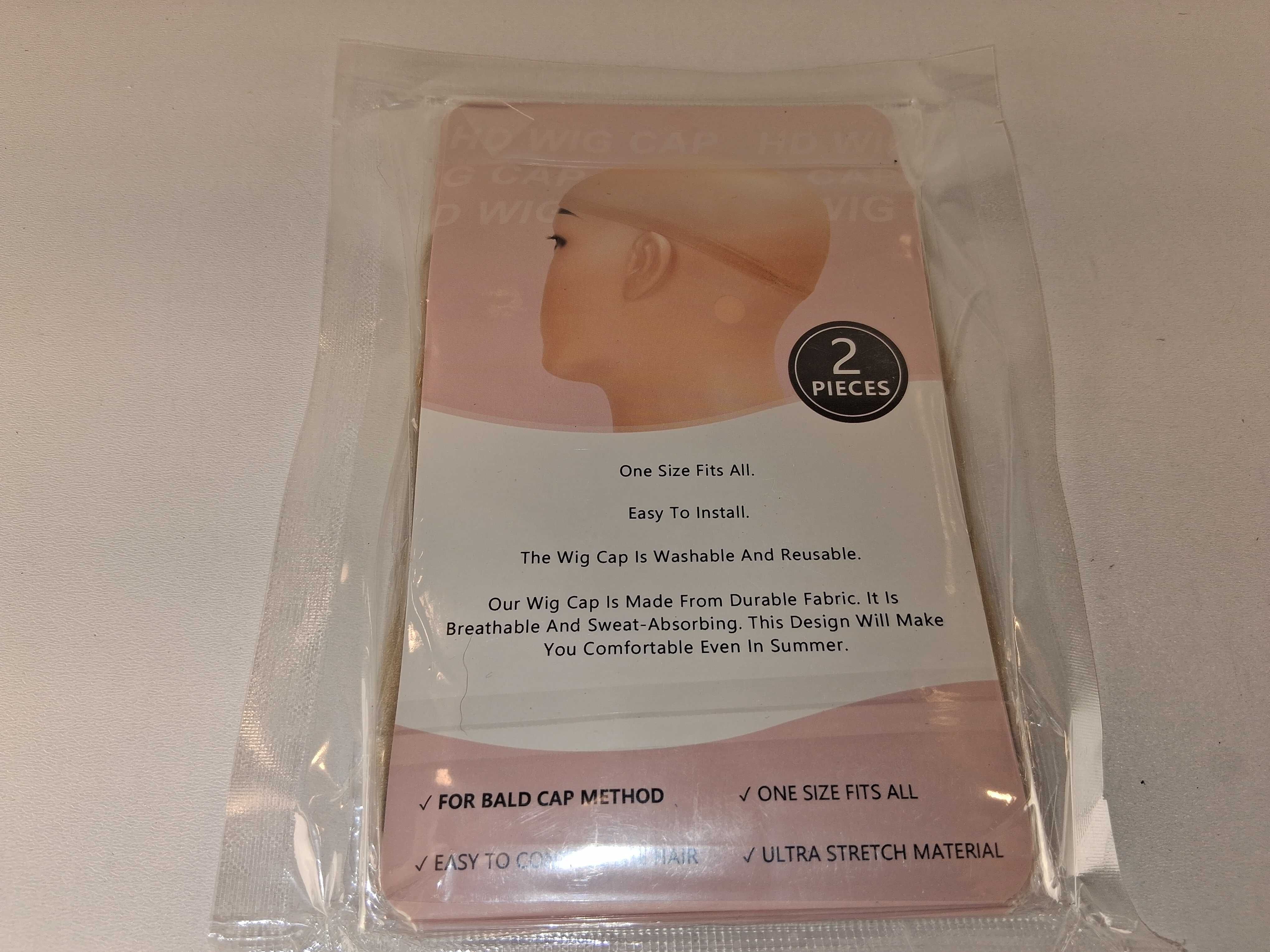 E037 Zestaw 2 Sztuki Peruka Czapka HD Wig Cap Ultra Stretch Beżowa