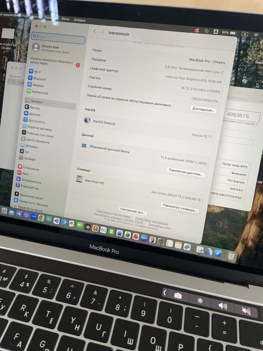 Macbook pro 13 a1389, 2019р (і7,16gb,512gb)